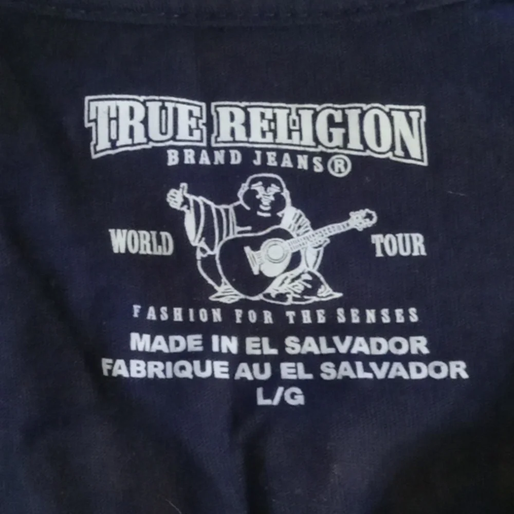 True Religion Men Navy Graphic Print Union Crew Short Sleeve T-Shirt Sz Large - Picture 3 of 6